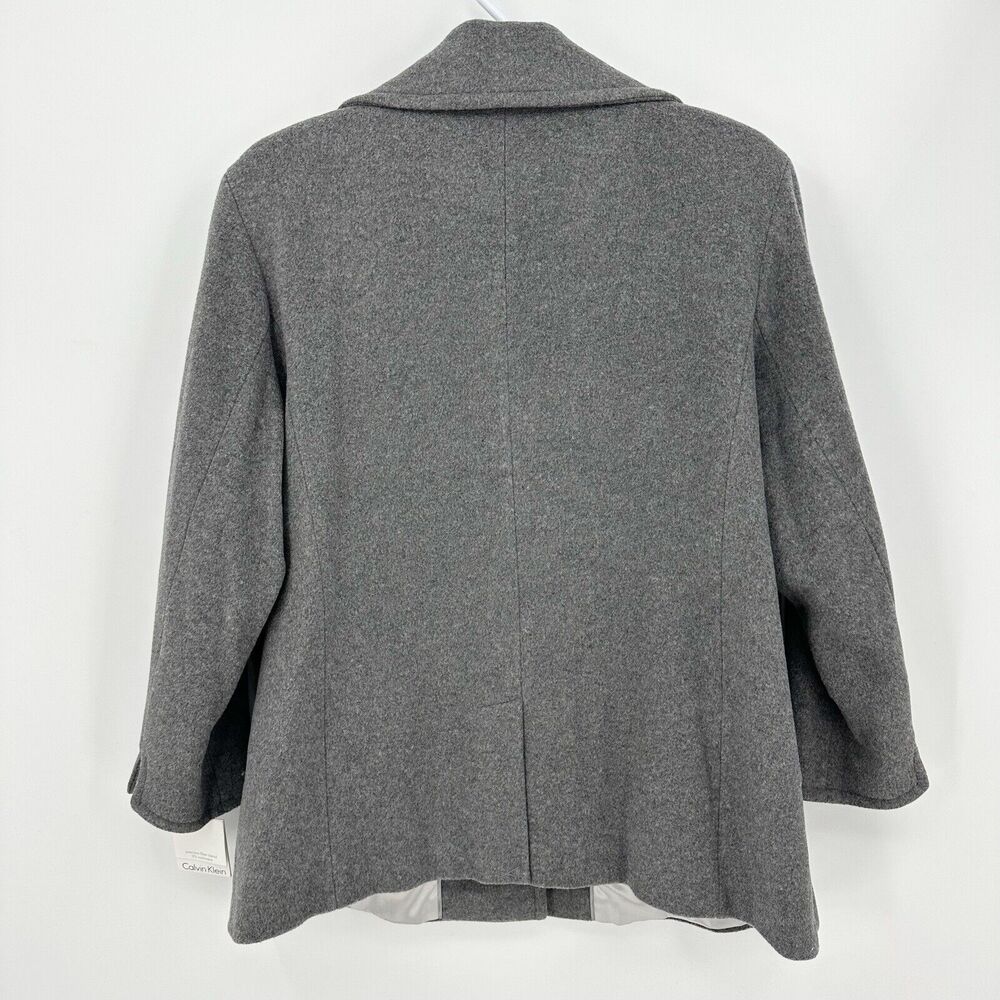 Calvin Klein Womens Coat 3X Gray Wool‎ Cashmere Blend Tailored Button Front $340 - Picture 2 of 12